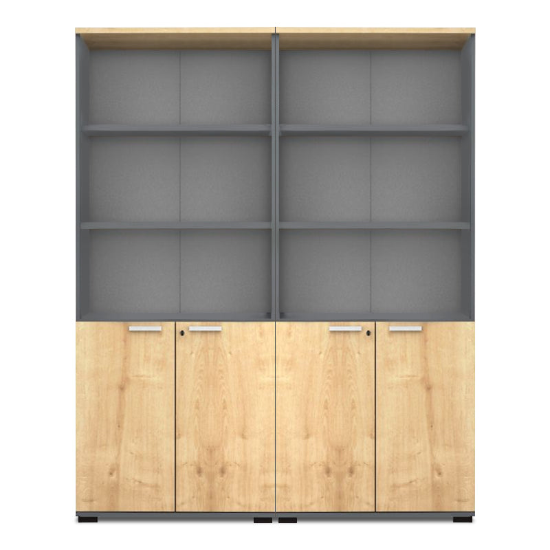 Βιβλιοθήκη Γραφείου Επαγγελματική Venturo Χρώμα Ανθρακί - Φυσικό Οξιάς 160x40x200