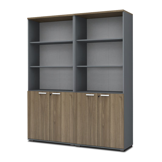 Βιβλιοθήκη Γραφείου με Κλειδαριά Επαγγελματική Venturo Χρώμα Ανθρακί - Καρυδί 160x40x200