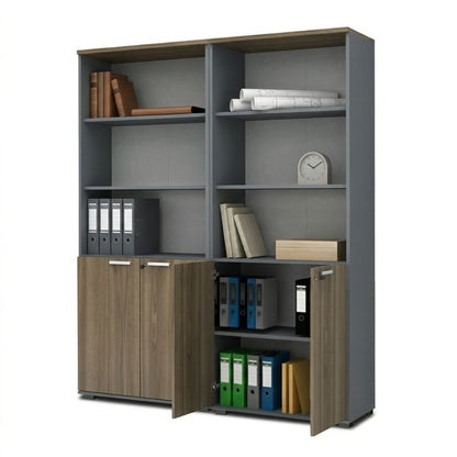Βιβλιοθήκη Γραφείου με Κλειδαριά Επαγγελματική Venturo Χρώμα Ανθρακί - Καρυδί 160x40x200