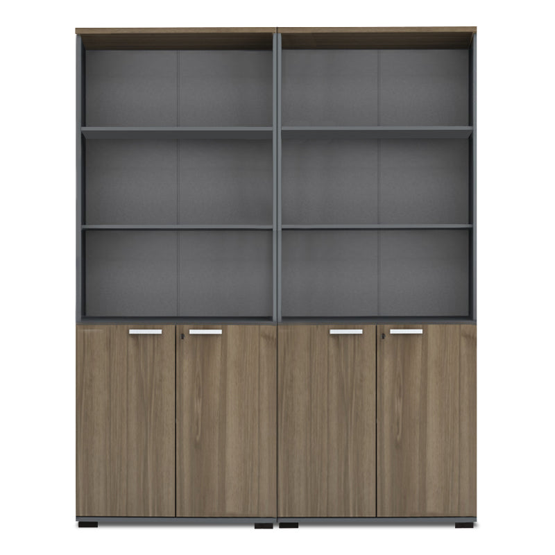 Βιβλιοθήκη Γραφείου με Κλειδαριά Επαγγελματική Venturo Χρώμα Ανθρακί - Καρυδί 160x40x200