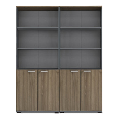 Βιβλιοθήκη Γραφείου με Κλειδαριά Επαγγελματική Venturo Χρώμα Ανθρακί - Καρυδί 160x40x200