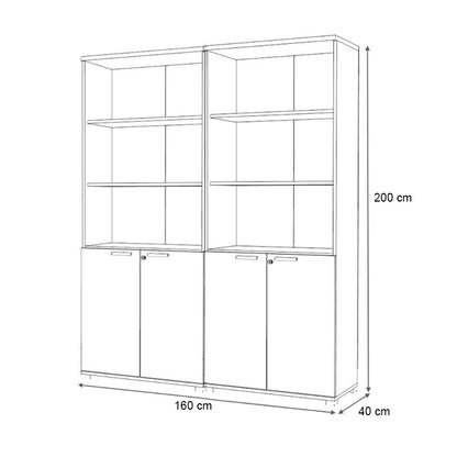 Βιβλιοθήκη Γραφείου με Κλειδαριά Επαγγελματική Venturo Χρώμα Ανθρακί - Καρυδί 160x40x200