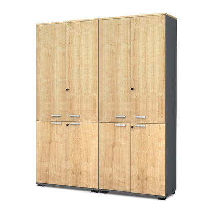 Ντουλάπα Γραφείου με Κλειδαριά Επαγγελματική Venturo Χρώμα Ανθρακί - Φυσικό Οξιάς 160x40x200