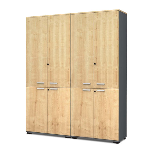 Ντουλάπα Γραφείου με Κλειδαριά Επαγγελματική Venturo Χρώμα Ανθρακί - Φυσικό Οξιάς 160x40x200