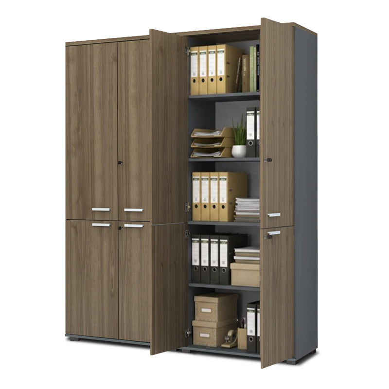 Ντουλάπα Γραφείου με Κλειδαριά Επαγγελματική Venturo Χρώμα Ανθρακί - Καρυδί 160x40x200