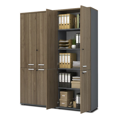 Ντουλάπα Γραφείου με Κλειδαριά Επαγγελματική Venturo Χρώμα Ανθρακί - Καρυδί 160x40x200