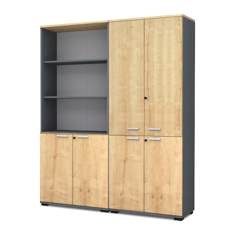 Ντουλάπα Γραφείου Επαγγελματική Venturo Χρώμα Ανθρακί - Φυσικό Οξιάς 160x40x200