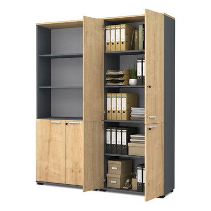 Ντουλάπα Γραφείου Επαγγελματική Venturo Χρώμα Ανθρακί - Φυσικό Οξιάς 160x40x200