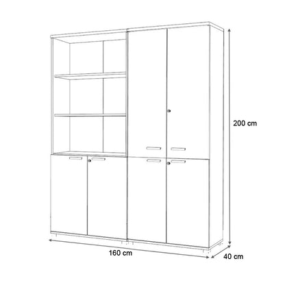 Ντουλάπα Γραφείου Επαγγελματική Venturo Χρώμα Ανθρακί - Φυσικό Οξιάς 160x40x200