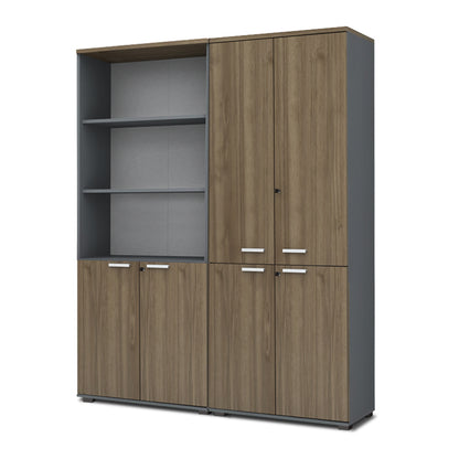 Ντουλάπα Γραφείου με Κλειδαριά Επαγγελματική Venturo Χρώμα Ανθρακί - Καρυδί 160x40x200