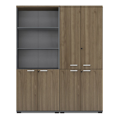 Ντουλάπα Γραφείου με Κλειδαριά Επαγγελματική Venturo Χρώμα Ανθρακί - Καρυδί 160x40x200