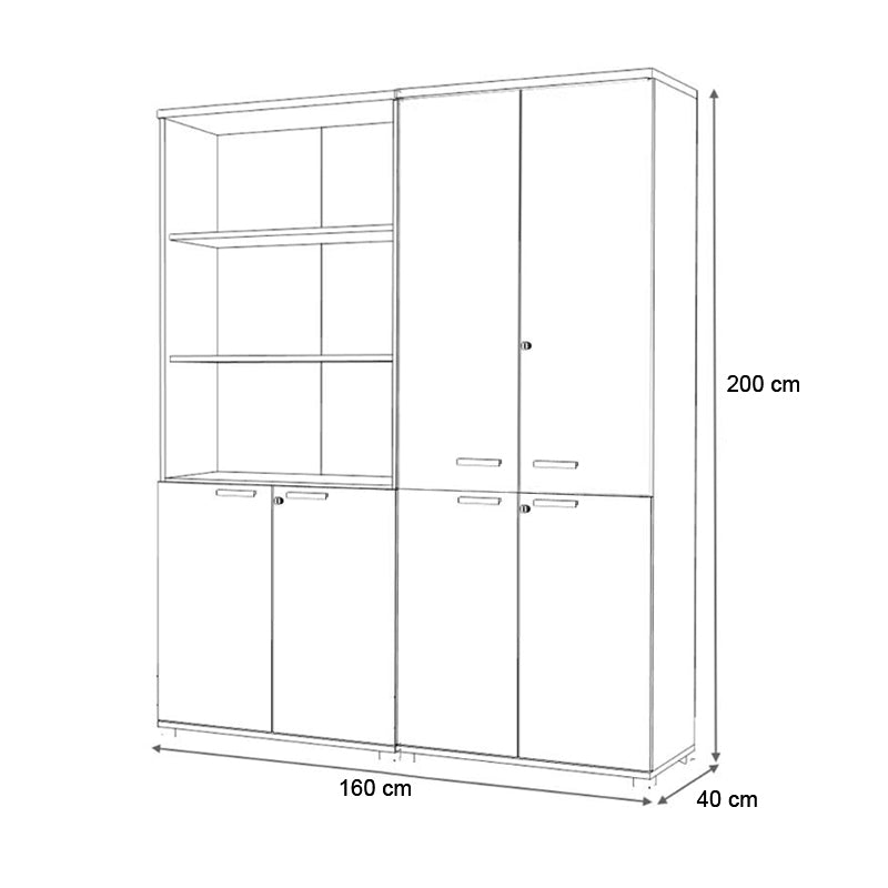 Ντουλάπα Γραφείου με Κλειδαριά Επαγγελματική Venturo Χρώμα Ανθρακί - Καρυδί 160x40x200