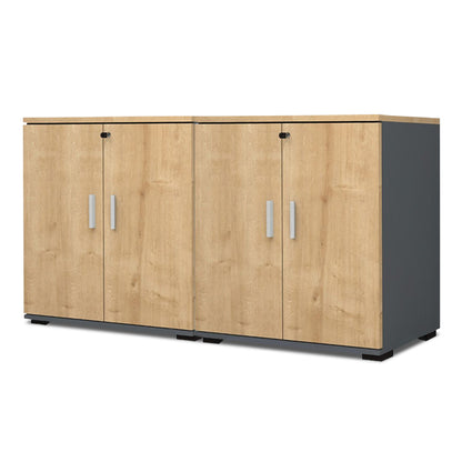 Ντουλάπι Γραφείου με Κλειδαριά Επαγγελματικό Venturo Χρώμα Ανθρακί - Φυσικό Οξιάς 160x40x80