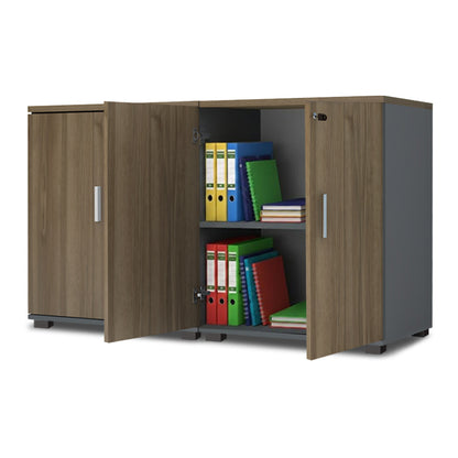 Ντουλάπι Γραφείου με Κλειδαριά Επαγγελματικό Venturo Χρώμα Ανθρακί - Καρυδί 160x40x80