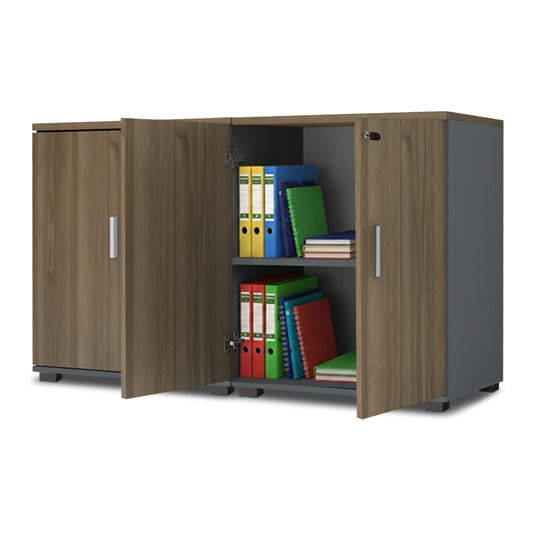 Ντουλάπι Γραφείου με Κλειδαριά Επαγγελματικό Venturo Χρώμα Ανθρακί - Καρυδί 160x40x80