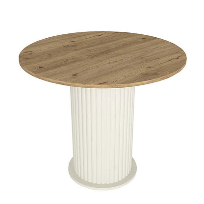 Σετ Τραπεζαρία 5 Τμχ Bohema - Kevin Χρώμα Ivory/Sepet Oak - Μόκα Ø90x77,7