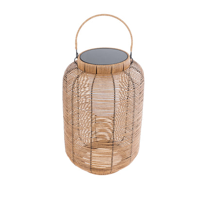 GRAMBIAN 02304 Boho Αυτόνομο Ηλιακό Κρεμαστό/Επιτραπέζιο Φωτιστικό Πορτατίφ LED 5W 200lm 180° με Ενσωματωμένη Μπαταρία IP65 Θερμό Λευκό 3000K Μπεζ Ξύλο - Μ30 x Π30 x Υ48cm