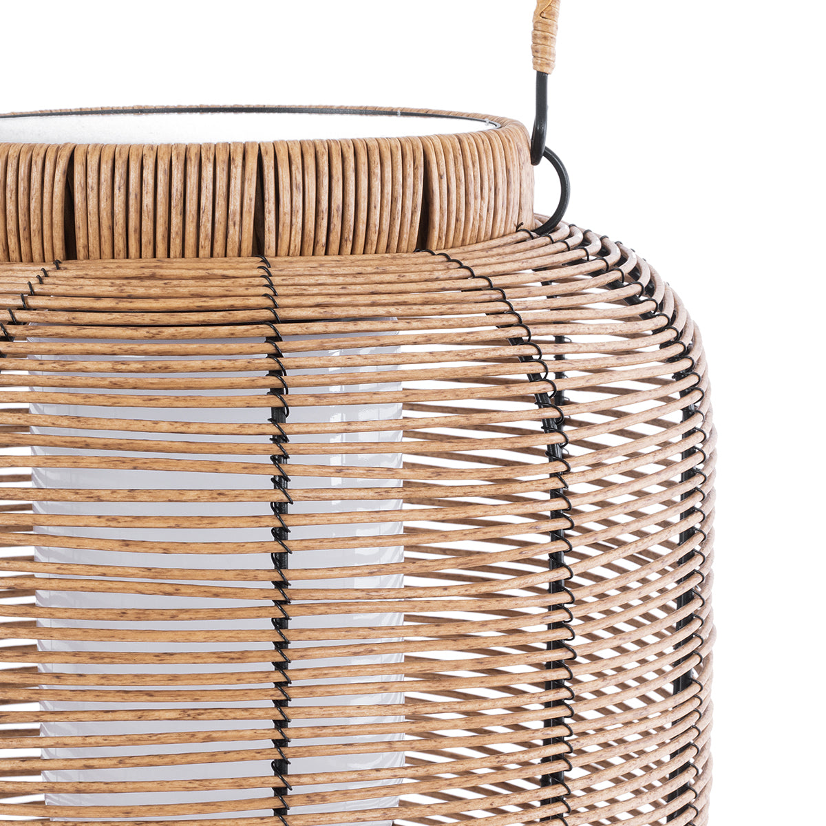 GRAMBIAN 02304 Boho Αυτόνομο Ηλιακό Κρεμαστό/Επιτραπέζιο Φωτιστικό Πορτατίφ LED 5W 200lm 180° με Ενσωματωμένη Μπαταρία IP65 Θερμό Λευκό 3000K Μπεζ Ξύλο - Μ30 x Π30 x Υ48cm