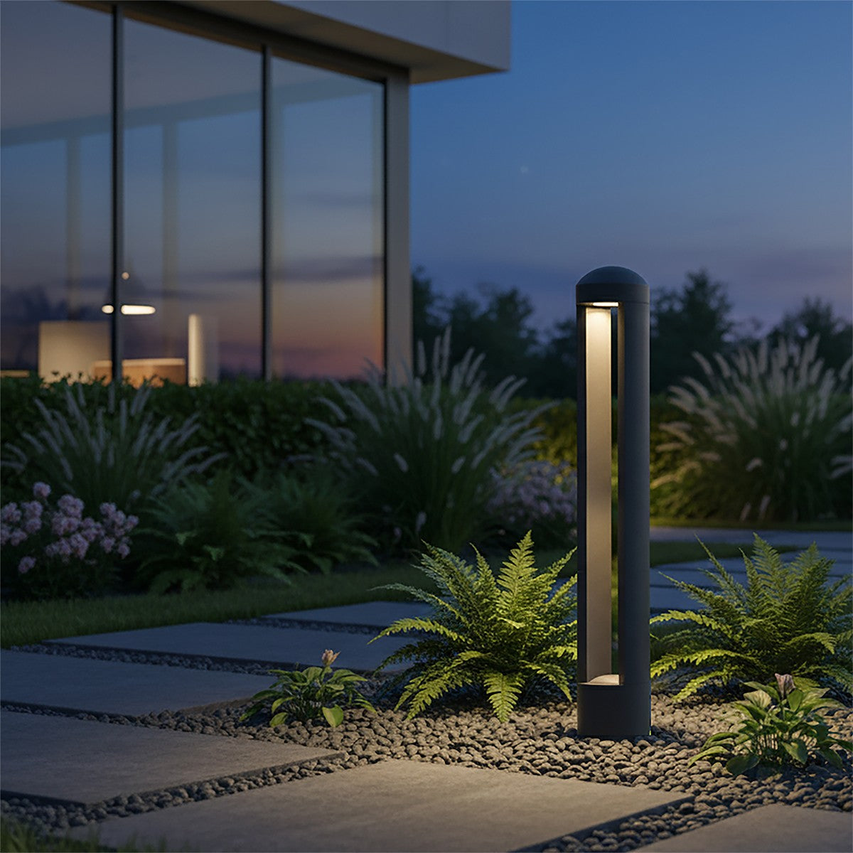 GREMO KLV-101-0122 Φωτιστικό Κολωνάκι Κήπου LED 7W 735lm 45° AC 220-240V Αδιάβροχο IP65 Θερμό Λευκό 2700K - Bridgelux COB Chip & TÜV SÜD Driver - Γκρι Ανθρακί Ματ - Μ10.8 x Π10.8 x Υ50