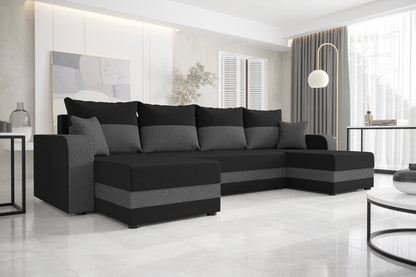 Γωνιακός Καναπές Dennis U Μαύρο - Γκρι Σκούρο 305x140x90