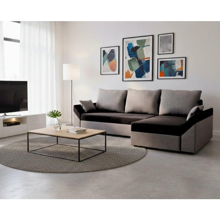 Γωνιακός Καναπές Eibar Μαύρο-Γκρι 240x144x81