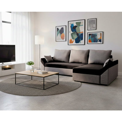 Γωνιακός Καναπές Eibar Μαύρο-Γκρι 240x144x81