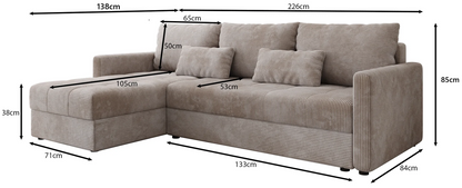 Γωνιακός Καναπές Ralevia Καφέ 226x84x85