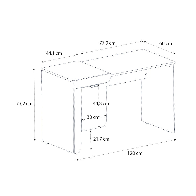 Γραφείο Εργασίας Dario Χρώμα Sepet Oak - Λευκό 120x60x73,2