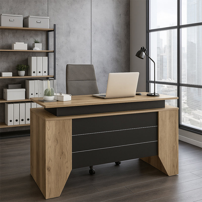 Γραφείο Εργασίας Remida Χρώμα Sepet Oak - Ανθρακί 140x60x76,9