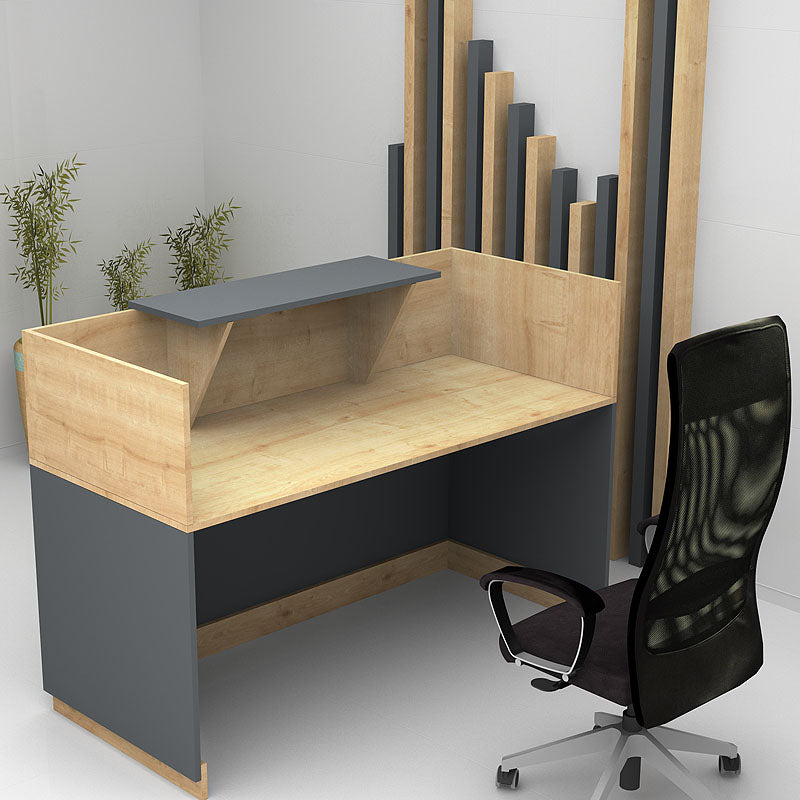 Γραφείο Reception Μελαμίνης Lemmon Χρώμα Sonoma - Ανθρακί 160x70x110