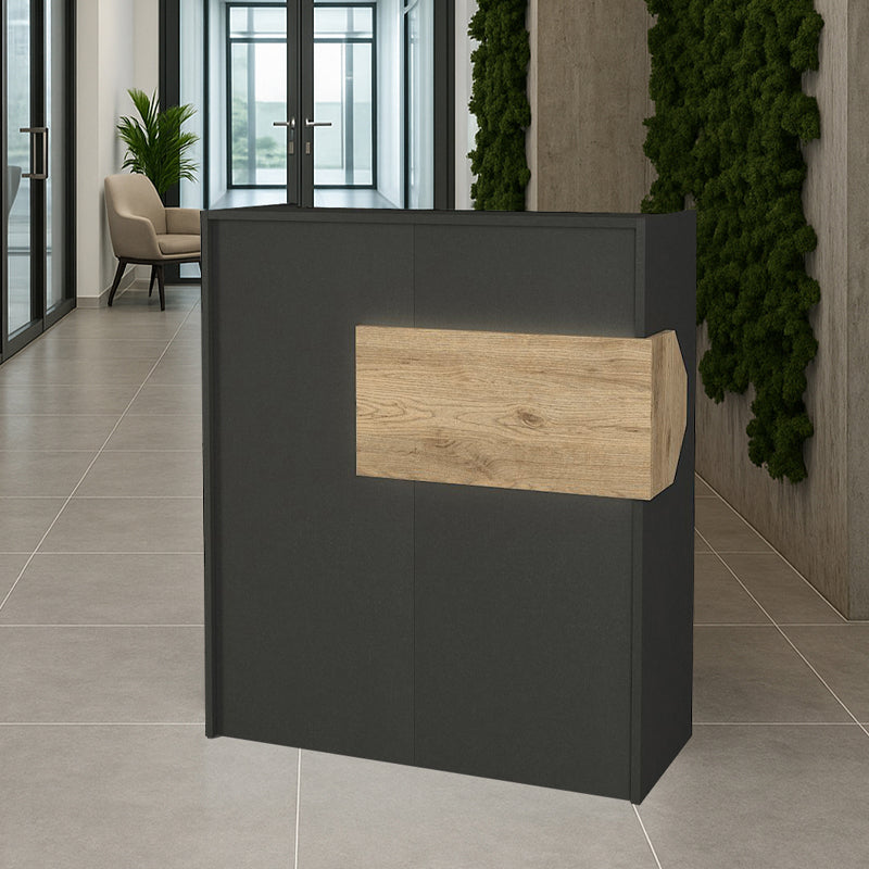 Γραφείο Υποδοχής - Reception Aloha με LED Χρώμα Ανθρακί - Sepet Oak 95,5x40x110,3