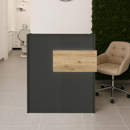 Γραφείο Υποδοχής - Reception Aloha με LED Χρώμα Ανθρακί - Sepet Oak 95,5x40x110,3