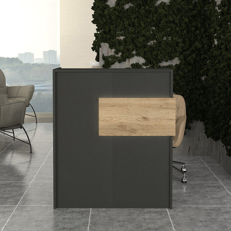 Γραφείο Υποδοχής - Reception Aloha με LED Χρώμα Ανθρακί - Sepet Oak 95,5x40x110,3