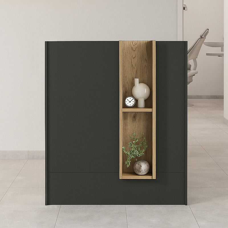 Γραφείο Υποδοχής - Reception Bonveno Χρώμα Ανθρακί - Sepet Oak 90x43,2x110