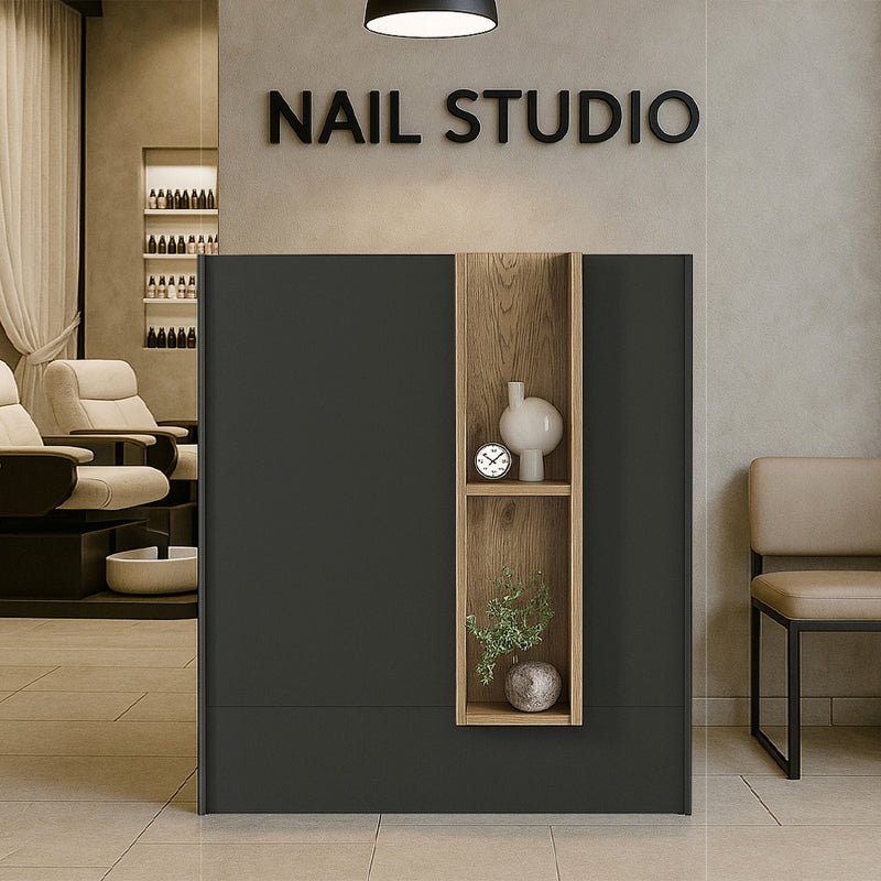 Γραφείο Υποδοχής - Reception Bonveno Χρώμα Ανθρακί - Sepet Oak 90x43,2x110