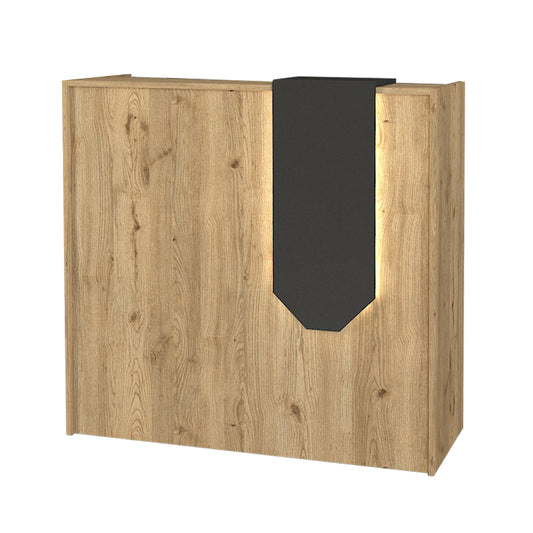 Γραφείο Υποδοχής - Reception Navita με LED Χρώμα Sepet Oak - Ανθρακί 113,6x42x111,8
