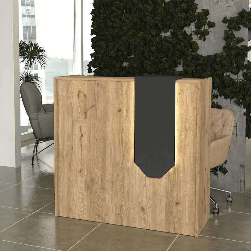 Γραφείο Υποδοχής - Reception Navita με LED Χρώμα Sepet Oak - Ανθρακί 113,6x42x111,8