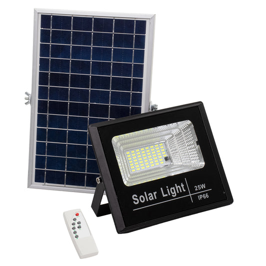 HERMES 71554 Προβολέας LED 25W 250lm 120° DC 5V με Φωτοβολταϊκό Panel 5V 4W & Επαναφορτιζόμενη Μπαταρία Li-ion 3.2V 3000mAh Αδιάβροχο IP65 Ψυχρό Λευκό 6000K - Sanan Chip - Μαύρο - Μ19.5 x Π5 x Υ4.8