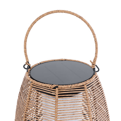 HESPELER 02305 Boho Αυτόνομο Ηλιακό Κρεμαστό/Επιτραπέζιο Φωτιστικό Πορτατίφ LED 5W 200lm 180° με Ενσωματωμένη Μπαταρία IP65 Θερμό Λευκό 3000K Μπεζ Ξύλο - Μ25 x Π25 x Υ45cm