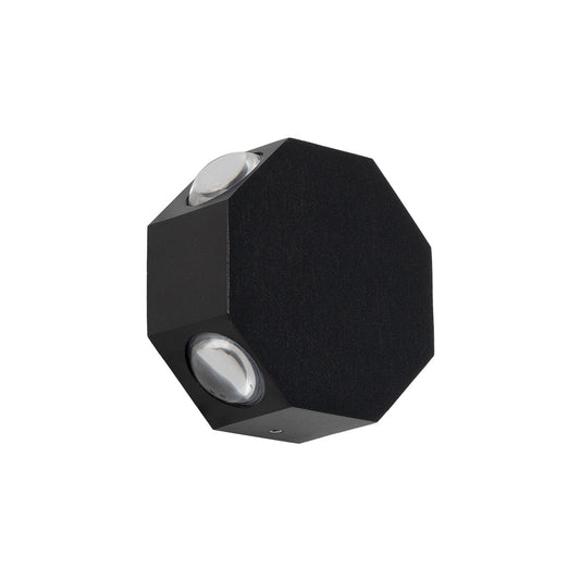HIKARI 60687 Μοντέρνο Φωτιστικό Τοίχου - Απλίκα LED 8W 1000lm 30° AC 220-240V Αδιάβροχο IP65 Θερμό Λευκό 2700K - CREE XPE Chip & TÜV SÜD Driver - Μαύρο Ματ - Μ10 x Π4 x Υ10