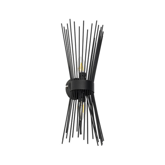 HORN 203-0043 Vintage Επιτοίχιο Φωτιστικό Απλίκα Δίφωτο 2 x E27 IP20 Μαύρο Μέταλλο - Μ17 x Π20 x Υ45cm