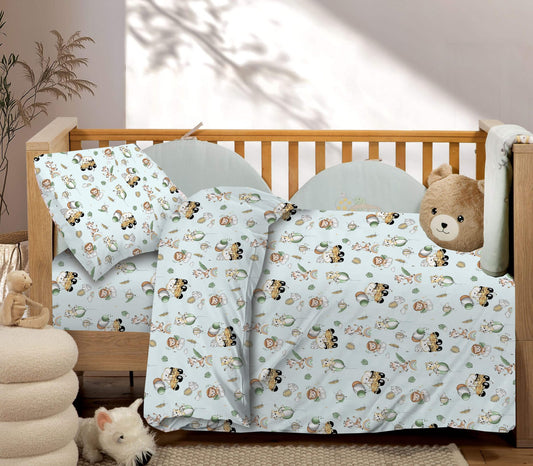 Βρεφικά Σετ Σεντόνι Κούνιας με Λάστιχο Happy Zoo