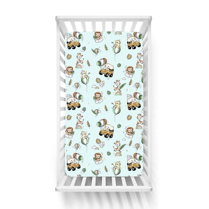 Βρεφικά Σετ Σεντόνι Κούνιας με Λάστιχο Happy Zoo