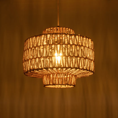 JENSON 00909 Boho Κρεμαστό Φωτιστικό Οροφής με Ντουί 1 x E27 AC 220-240V IP20 - Μπεζ - Μ33 x Π33 x Υ28