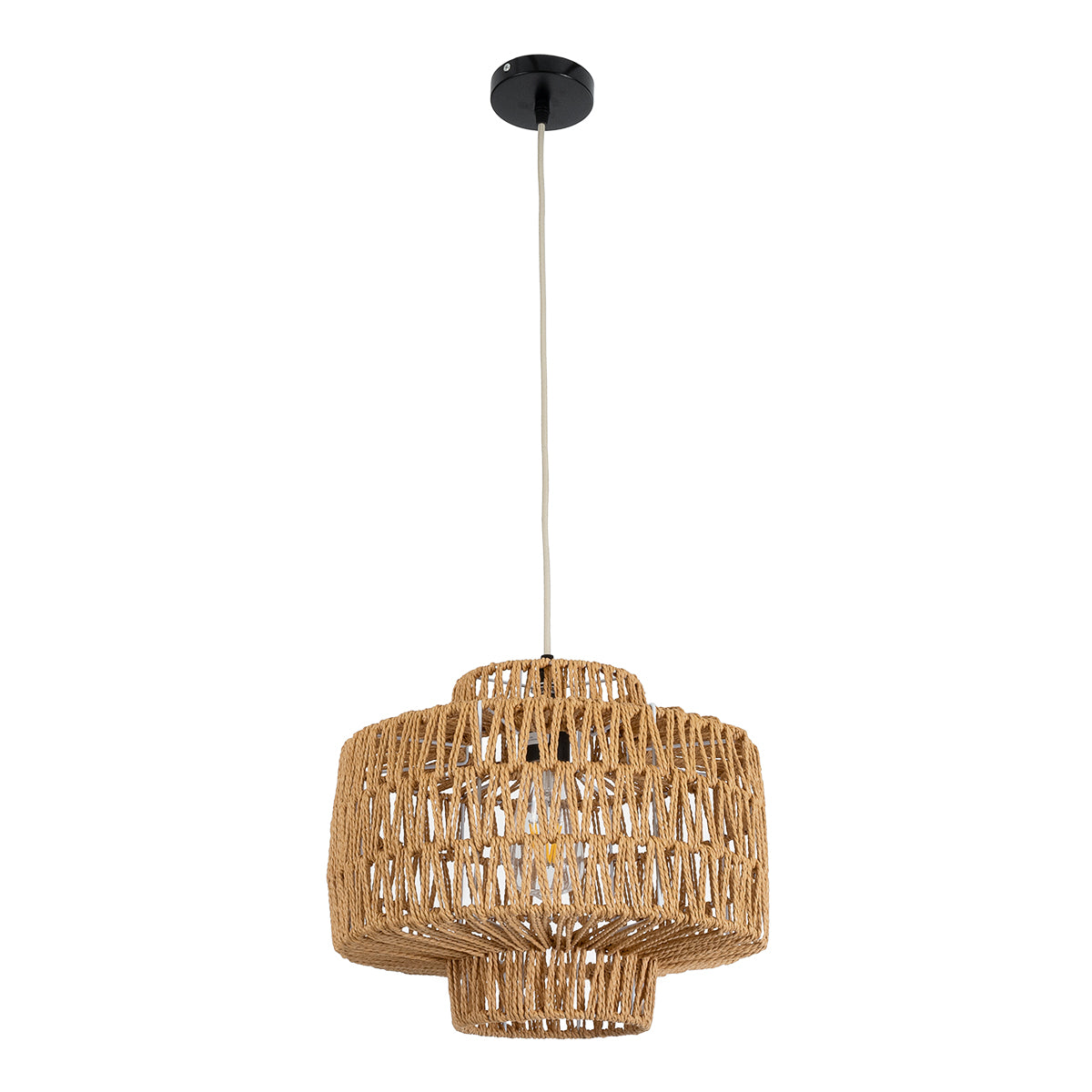 JENSON 00909 Boho Κρεμαστό Φωτιστικό Οροφής με Ντουί 1 x E27 AC 220-240V IP20 - Μπεζ - Μ33 x Π33 x Υ28