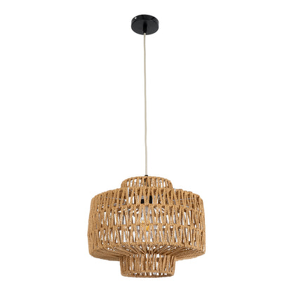 JENSON 00909 Boho Κρεμαστό Φωτιστικό Οροφής με Ντουί 1 x E27 AC 220-240V IP20 - Μπεζ - Μ33 x Π33 x Υ28