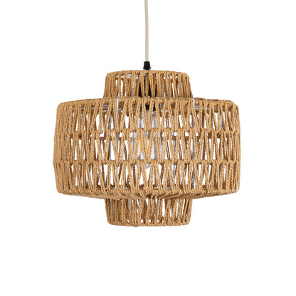 JENSON 00909 Boho Κρεμαστό Φωτιστικό Οροφής με Ντουί 1 x E27 AC 220-240V IP20 - Μπεζ - Μ33 x Π33 x Υ28