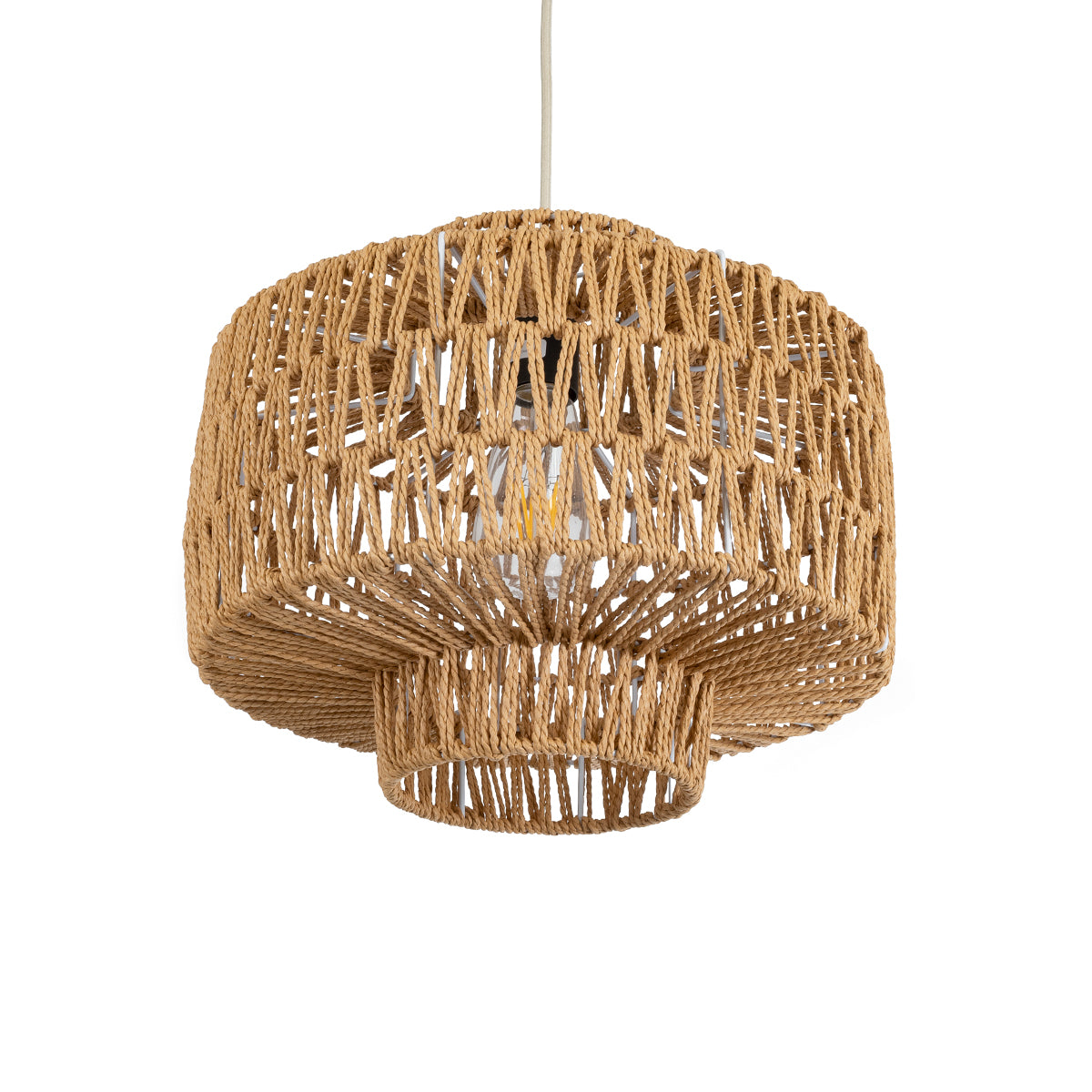 JENSON 00909 Boho Κρεμαστό Φωτιστικό Οροφής με Ντουί 1 x E27 AC 220-240V IP20 - Μπεζ - Μ33 x Π33 x Υ28