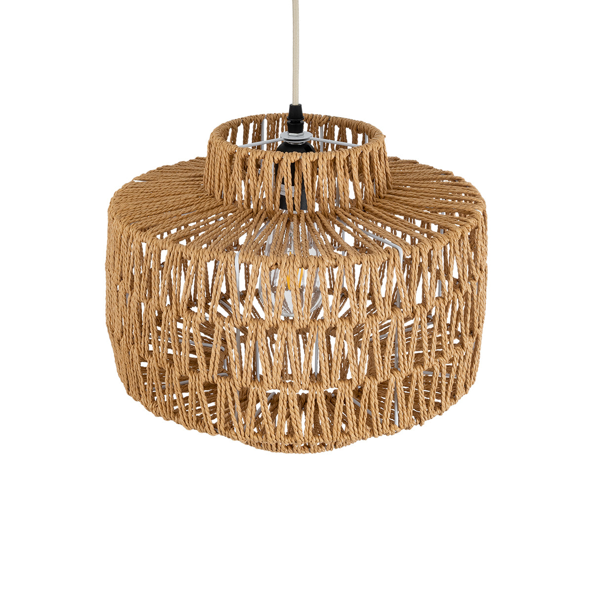 JENSON 00909 Boho Κρεμαστό Φωτιστικό Οροφής με Ντουί 1 x E27 AC 220-240V IP20 - Μπεζ - Μ33 x Π33 x Υ28