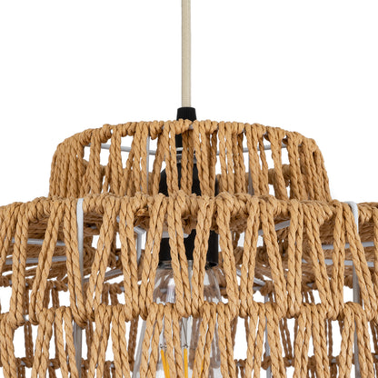 JENSON 00909 Boho Κρεμαστό Φωτιστικό Οροφής με Ντουί 1 x E27 AC 220-240V IP20 - Μπεζ - Μ33 x Π33 x Υ28